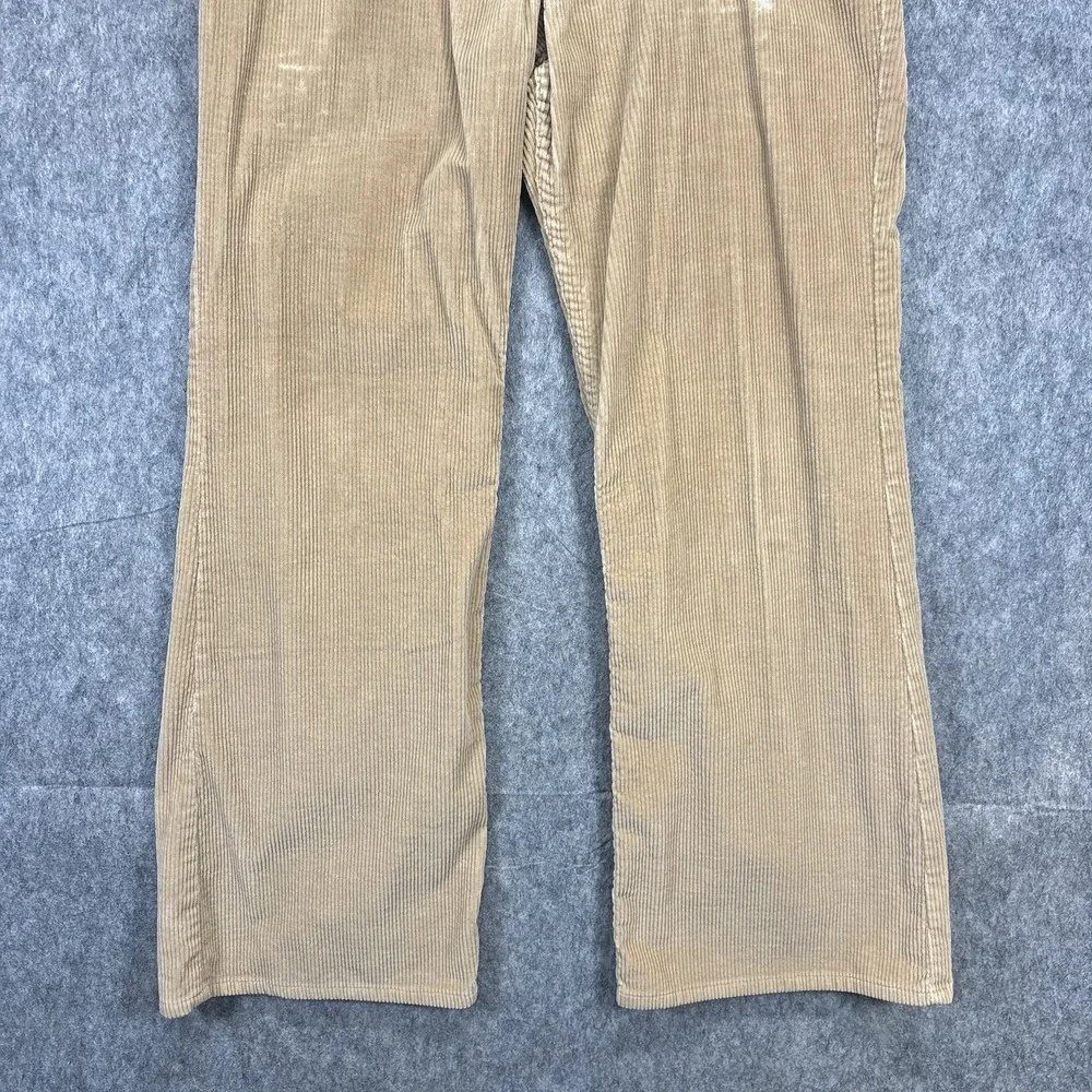 Vintage 1970s Levi's Corduroy Flare Pants 33x29 Tan Talon Zip USA Distressed